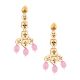 Mirror Stone & Pink Bead Cascade Earrings Pair